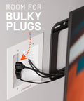 In Wall TV Cable Management Kit With Dual Outlet For Wall Mounted TVs Hides Power And Low Voltage Cables close-up with bulky plug insert