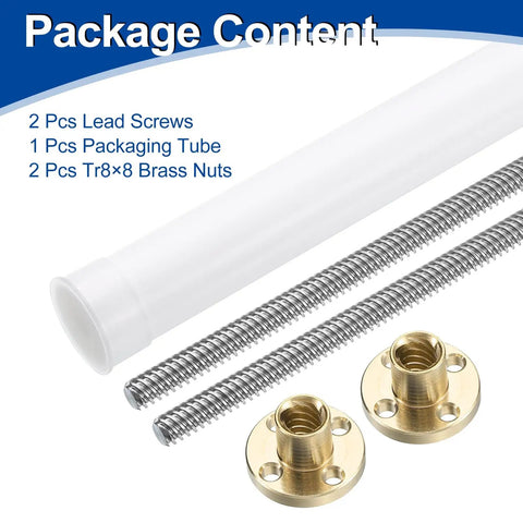 400mm TR8x4 Lead Screw With Brass Nut Acme Thread For 3D Printer Upgrades 2mm Pitch 2 Starts 4mm Lead 304 Stainless Steel Bar