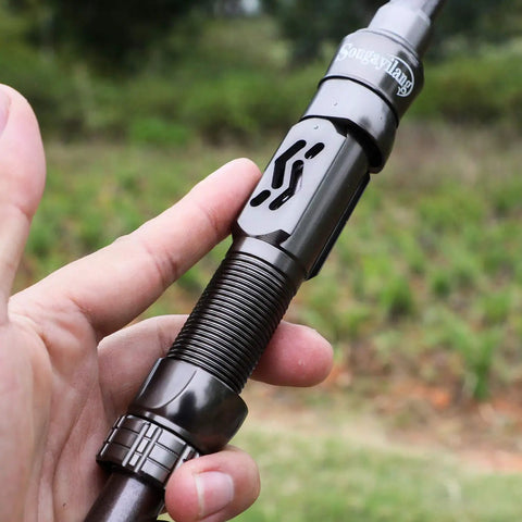 Close-up of Telescopic Fishing Rod For Travel And Bass And Trout Angling With 24T Carbon Fiber Construction CNC Machined Reel Seat