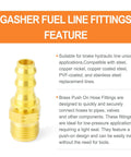 Beefy Brass Swivel Push On Hose Fittings 3/8 Barb To 5/8-18 Inverted Flare, 2 Pack With Rubber Ring Dust Seal, feature view