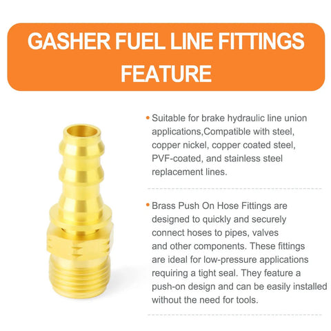 Beefy Brass Swivel Push On Hose Fittings 3/8 Barb To 5/8-18 Inverted Flare, 2 Pack With Rubber Ring Dust Seal, feature view