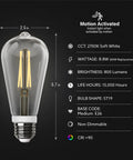 Smart Motion Sensor LED Bulb, 60W Equivalent, Soft White 2700K, E26 Base, Auto On Off When You Move, Energy Saver, Ideal For Hallways And Entryways, Perfect For Hallways, Staircases, And Entrances, ST19 bulb