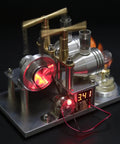 Top-Tier Stirling Engine Generator Model Set 3 twin-cylinder brass and aluminum alloy desktop kit with glass components.