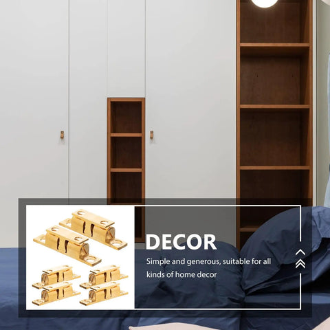 Brass Ball Catch For Wardrobe And Cabinet Doors, No Fuss Install Hidden Door Latch With Screws, Space Saving Furniture Hardware, 6 Pack