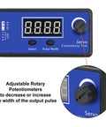 Comprehensive RC Servo Tester With Display, showing adjustable rotary potentiometers for digital and analog ESC testing.