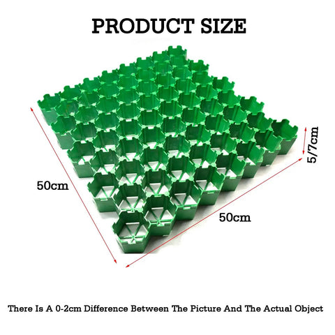 Green Gravel Stabilizer Grid For Lawns And Pathways Durable Drainage Solution For Gravel Driveways And Soil Protection shown.