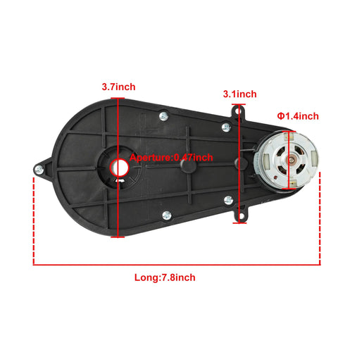 High Speed 12V RS550 Gearbox Motor For Ride On Cars 30000RPM Upgrade dimensions and design features.