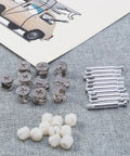 24 Piece Built Tough Cam Bolt And Nut Set With Locking Cam Fittings Iron And Nylon Construction Flush Surface Design For Secure Furniture Assembly And Table Tops displayed on a grey fabric background
