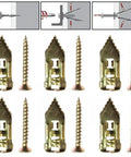 Heavy Duty Wood Screw And Drywall Anchor Kit With Self Drilling Expansion Screws For Gypsum Board Yellow Zinc Plated Rust Resistant And Easy No Prep Install For Strong Wall Mounts, anchors and screws