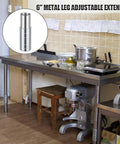Built Tough As Nails Eight Piece 6 Inch Adjustable Table Leg Extensions Galvanized Steel for a kitchen workbench setup.