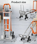 Beefy 4 In 1 Stair Climbing Hand Truck 1000 Lb Capacity Aluminum Foldable Dolly Utility Cart Heavy Duty Convertible With Upright Stair Climber 45 Degree Tilt Platform Cart And U Shaped Extension Solid Rubber Tri Wheels. Product size chart