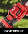 Close-up of Cordless Brushless 20V 6-Inch Telescoping Chainsaw Kit with IPX4 water resistance feature shown.