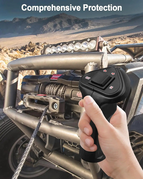 3 Pin Winch Remote Controller With 11.8 Foot Cable And Female Plug For 12000LB Winches On ATVs And UTVs Heavy Duty Replacement For Long Reach And Safe Distance Operation, handheld on ATV winch
