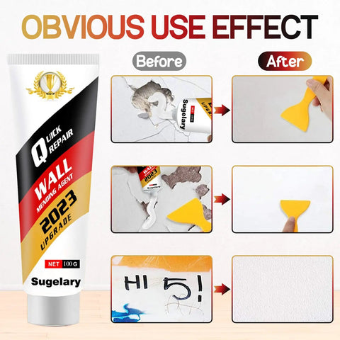 All In One Wall Repair Kit With Spackle Paste And Scraper Two Pack For Quick Dry White Plaster Patch Holes And Cracks Graffiti Easy DIY Fix For Home Projects Today showing spackle and scraper in use