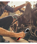 Shop Grade Badass 53 Piece 1/4 Inch Drive Torque Wrench Set With Thick Rubber Grip in use on motorcycle repair.