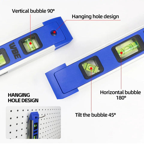 Kickass 9 Inch Magnetic Torpedo Level 2 Pack Blue Aluminum Build With High Contrast Bubbles For Quick 45 90 180 Degree Layouts And Heavy Duty Shock Absorbing End Caps