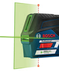 Pro Level 12V Green Beam Cross Line Laser With 100 Foot Reach And Smart Visimax Tech, vertical green line projection.