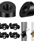 Afcabakila black beveled angle washers, 20-pack, 5/16-inch ID, stainless steel for cable railing kits (front/side views)