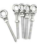 316 Stainless Steel Eye Bolt Set Of 5 With Nuts And Washers, Heavy Duty Eyebolts M8 X 1.25mm, 8mm By 80mm, front view