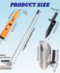 Heavy Duty Stainless Steel Sand Scoop For Metal Detecting With Long Handle Kit Includes Pinpointer Shovel And Gloves Beach Treasure Hunting Gear For Relics And Coins product dimensions diagram
