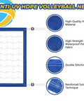 Heavy Duty Pool Volleyball Net Replacement With Adjustable Length From 15 To 30 Ft, Waterproof Oxford Border, Blue