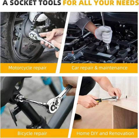 Beefy 47 Piece General Home And Auto Repair Tool Kit Set with Drawer Storage Case used in motorcycle, car, and home repairs.
