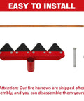 Disassembled Built Tough Fire Rake With 55 Inch Wood Handle For Wildland Firefighting And Garden Cleanup, Durable Rake Tool, Red