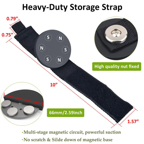 Heavy Duty Magnetic Garage Organizer Straps For Cords Hoses Cables Ropes And Tools Velcro Magnetic Holder 2 Pack detail view