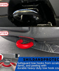 Ford Front Tow Hooks Cover For F150 2004-2024 And Bronco 2021-2025, red hitch cover installation before and after