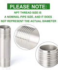 Stainless Steel 304 Nipple Pipe Fittings Three Eighths Inch Male NPT To Three Eighths Inch Male NPT Two Inch Length close-up.
