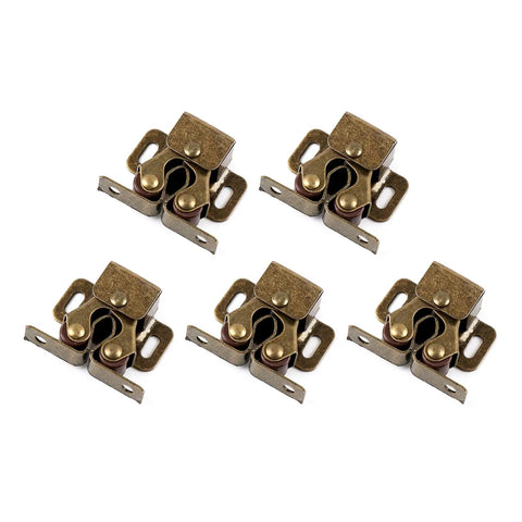 Five Pack Double Roller Door Catches For Cabinets And Cupboards With Screws Bronze Finish Mounting Hardware For Home Furniture