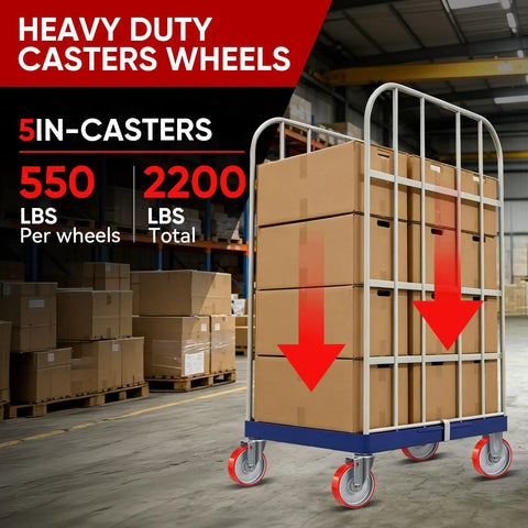Heavy Duty 5 Inch Swivel Casters Set Of Four With Cast Iron Core And Polyurethane Tread Make Heavy Loads Roll Like Butter supports 550 lbs per wheel.
