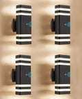 Dope Black Aluminum Dusk To Dawn Outdoor Wall Lights 4 Pack Up And Down Exterior Fixtures With Sensor For Front Door And House