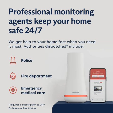 9 Piece Wireless Home Security System With HD Camera, Plug And Play Setup, Optional Round The Clock Professional Monitoring, No Contract, Works With Alexa And Google Assistant