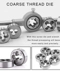 Eight Piece Metric Die Set With Screw Die And Knurled Die Stock Holder For M3 To M12 Threading Rethreading External Thread Cutting