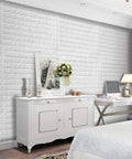 Room with 20 Pack 115 Sq Ft 3D Faux Brick Panels Peel And Stick White Wall Decor For DIY Friendly Renovation, elegant white setting