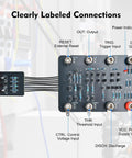 Beginner Soldering Practice Board NE555 Simulation Project Kit showing labeled connections with through hole components