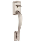 Avalon Front Door Handleset No Lock With Exterior Entry Lever And Reversible Interior Handle, Satin Nickel Finish, Side View