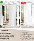 Comparison of 24 Pack Outdoor Curtain Weights Magnetic Waterproof Beefed Up Heavy Duty versus regular light weights in breezy conditions.