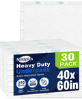 Heavy Duty Adult Underpads 40 By 60 Inches Hella Thick Disposable Bed Pads With Reinforced Cloth Backing Maximum Support Leak Proof Comfort 30 Count Discreet pack of underpads featuring absorbent core and tear-resistant material.