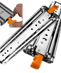 Heavy Duty Drawer Slides With Lock, 10 to 60 Inch Range, 500 Lb Capacity, 3 Fold Full Extension Ball Bearing Glides, side view