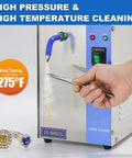 Top Shelf Jewelry Steam Cleaner Machine For Deep Cleaning Gold Silver Rings And Valuable Gems Features Smart Foot Pedal Control To Deliver That Fresh Dope Shine Guaranteed, showcasing high-pressure steam and cleaning nozzle.