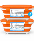 Two Pack 8L Collapsible BBQ Prep Tub With Upgraded Locking Lid Multifunction Camping Cutting Board And Meat Storage Container