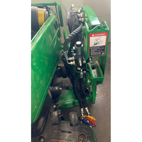 Hydraulic Electric Diverter Valve Kit For John Deere 1023E 1025R 1026R With H120 Or 120R Loader featuring hose connections