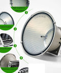 Detailed view of 400W LED Construction Site Light, 6000K White Light Outdoor Flood Light features tempered glass and aluminum body.