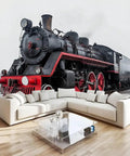 Epic 3D Steam Train Wall Mural Peel And Stick Self Adhesive Decor For Bedroom Or Living Room Realistic Embossed Texture