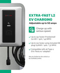 Level Two Electric Vehicle Charger With 50amp Hardwired Or 40amp Nema 14 50 Plug Setup featuring adjustable amperage and 240V charging.