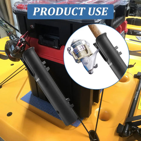Six Tube Fishing Rod Holder Bracket Black With Screws ABS Plastic Rugged Pole Storage Mount For Garage Boat Trailer Cooler in use