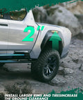 2 Inch Rear Leveling Lift Kit For Chevrolet Tahoe on rugged terrain, highlighting increased ride height with coil spring spacers