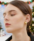 Gold Plated Dope Half Ball Dome Stud Earrings For Women Hypoallergenic Nickel Free Polished Round Button Post Minimalist Jewelry Gift For Christmas Birthday Party, 18mm